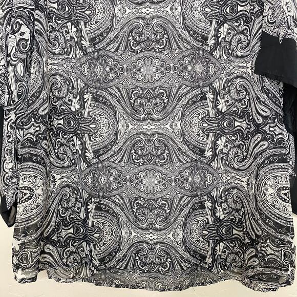 Dress Barn Black Paisley Pattern Art to Wear Scarf Blouse Size 1X - Picture 4 of 10